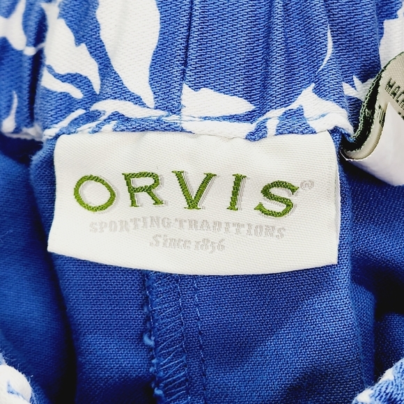 Vintage Orvis Cropped Capri Pants Blue Size 10 Women's Elastic Waist Floral - Picture 4 of 12